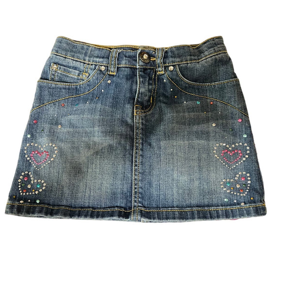 Place One Denim Skort with Heart Embellishment, Size 6X - Picture 1 of 6